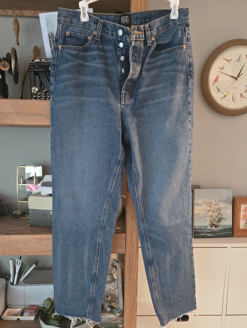 BDG Straight-Leg Blue Button-Fly Jeans